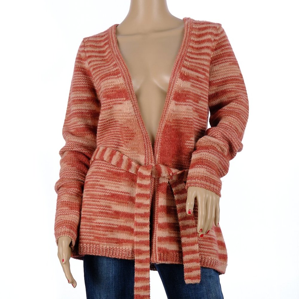 Theory 100% Alpaca Red Orange Cardigan with Tie Medium